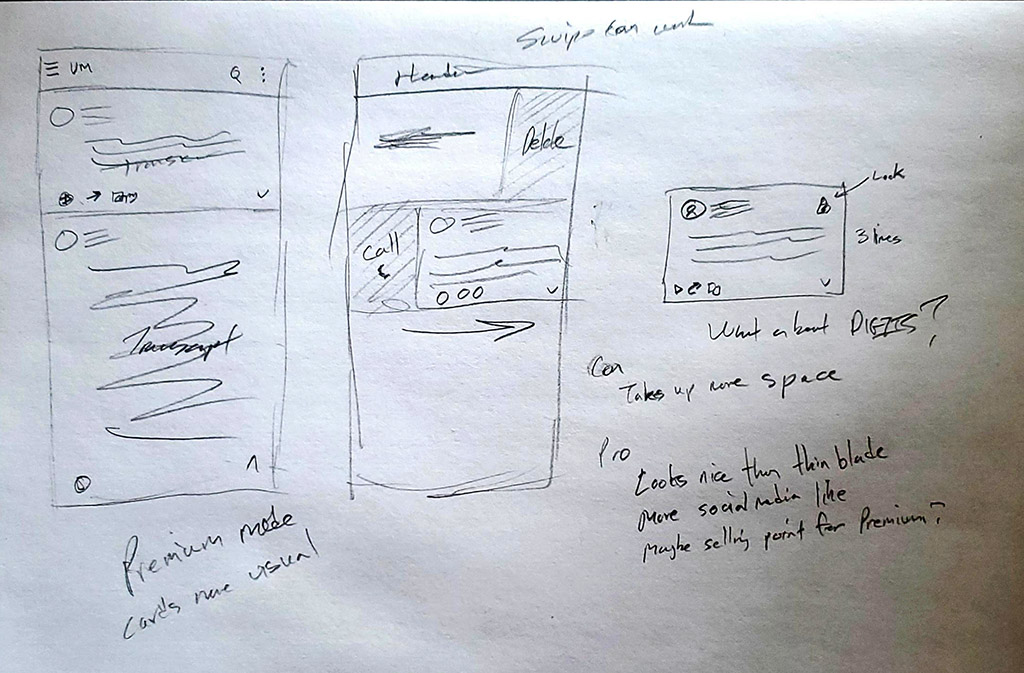 Wireframe Sketches of the Inbox Layout